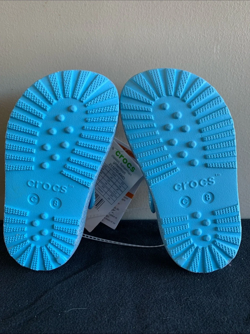 CROCS Kids Glitter Blue Fisherman Sandals